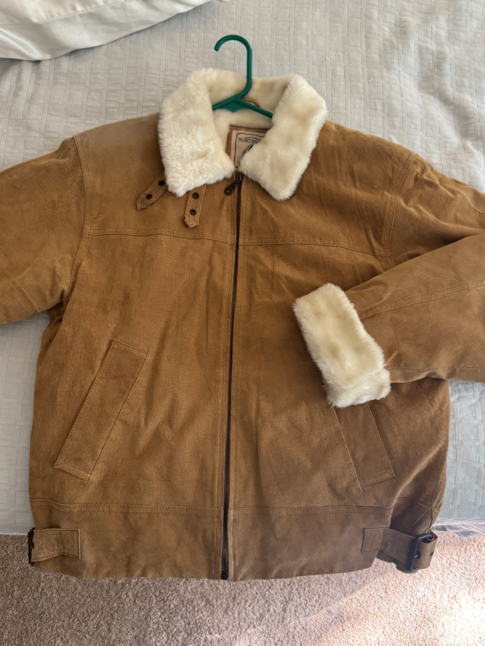 Northwest Territory Vintage Suede Leather Jacket with Fur Trim